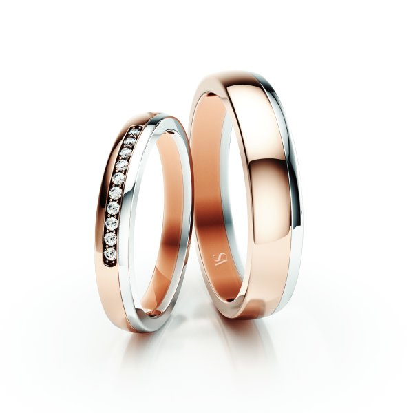 Snubní prsteny VS001 – růžové/bílé zlato
