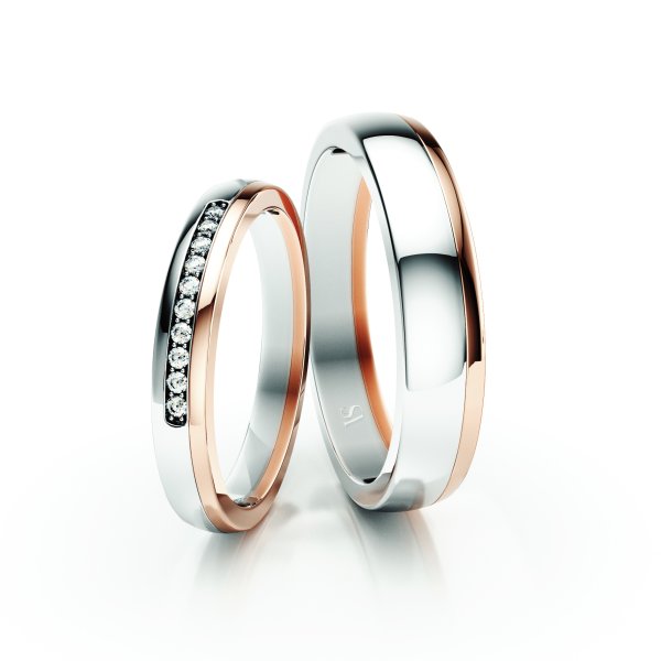 Snubní prsteny VS001 – bílé/růžové zlato